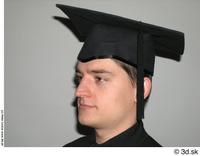  Photos Man Graduate student in dress 1 Student University black school graduation dress caps  hats head 0002.jpg